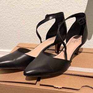 Clarks Black Strappy Heels
